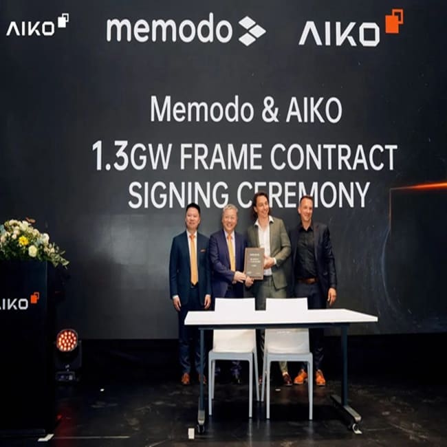 चीनी मौन निर्माता ऐको सोलर ने मेमोडो के साथ 1.3GW आपूर्ति समझौते पर हस्ताक्षर किए